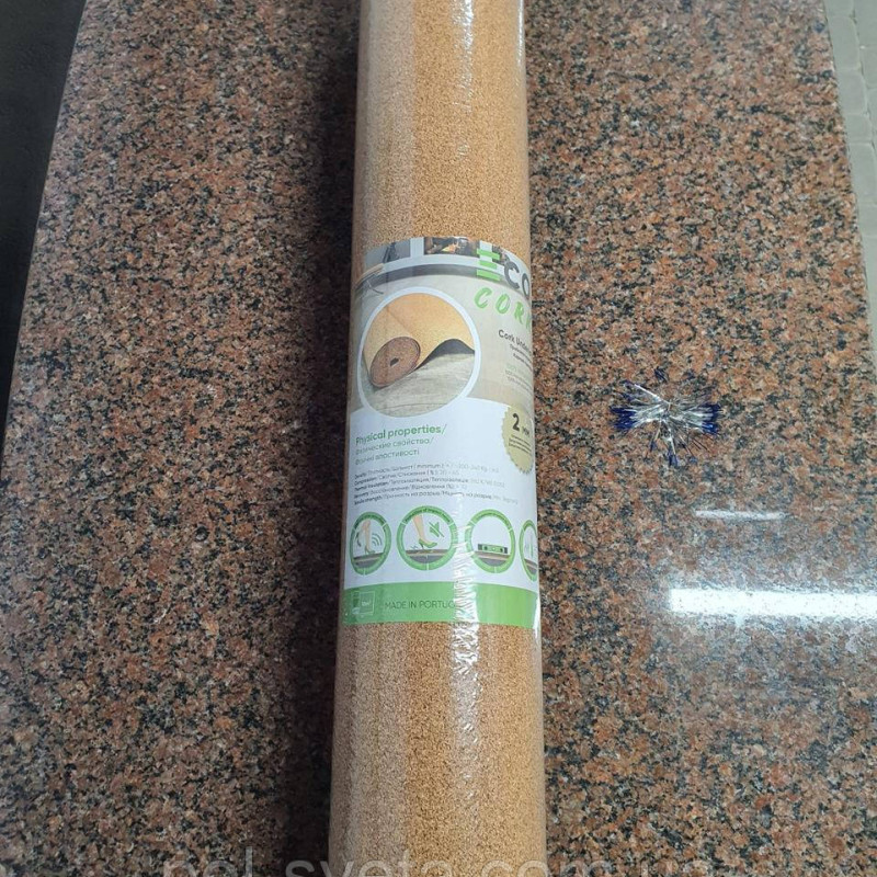 Коркова підкладка Eco Cork 2 мм 1м х 10 м Підкладка під ламінат і паркет Натуральна підкладка