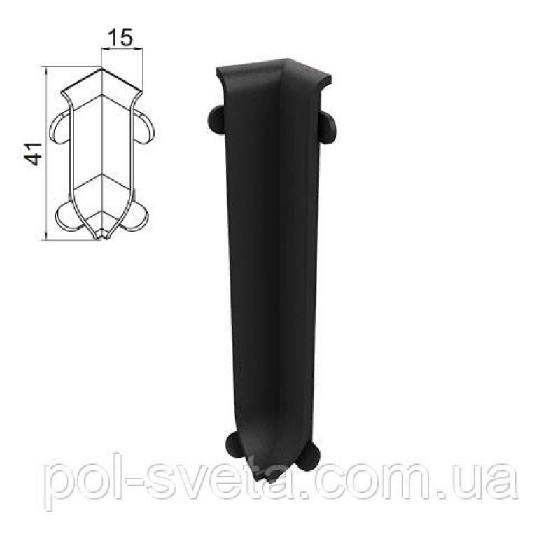 Кут внутрішній на алюмінієвий плінтус 40 мм, ( чорний )