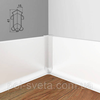 Кут внутрішній на алюмінієвий плінтус 40 мм, ( білий матовий)