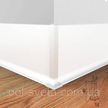 Кут зовнішній на алюмінієвий плінтус 40 мм, ( білий матовий )