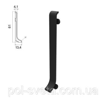 З'єднувач на алюмінієвий плінтус 60 мм, ( чорний )