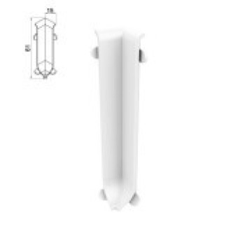 Кут внутрішній на алюмінієвий плінтус 60 мм, ( білий матовий)