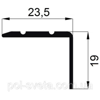 Поріг Алюмінієвий 23,5х19 L-подібні довжина 2,7 м, секвоя (УЛ-121) 2700