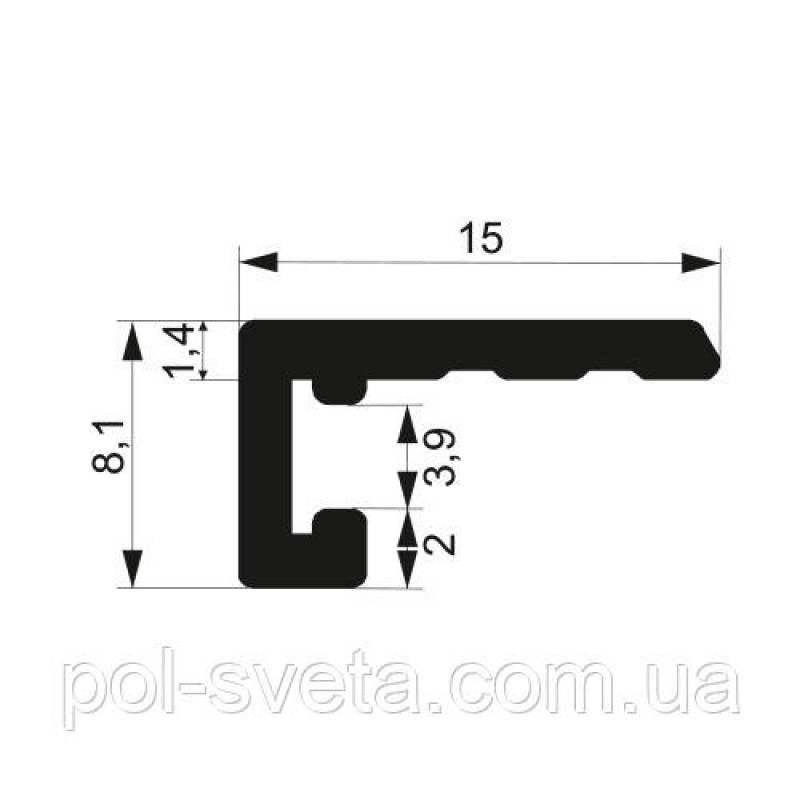 Мікроплінтус Алюмінієвий 15х8,1 2500 мм Анодування Срібло
