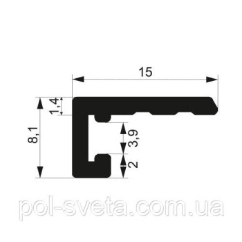 Мікроплінтус Алюмінієвий 15х8,1 2500 мм Анодування Білий