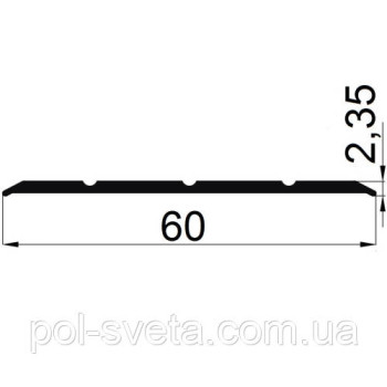 Підлоговий поріг алюмінієвий гладкий 60х2.5 мм, срібло
