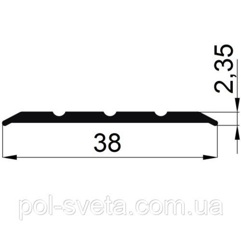 Підлоговий поріг алюмінієвий гладкий 38х2.5 мм, золото